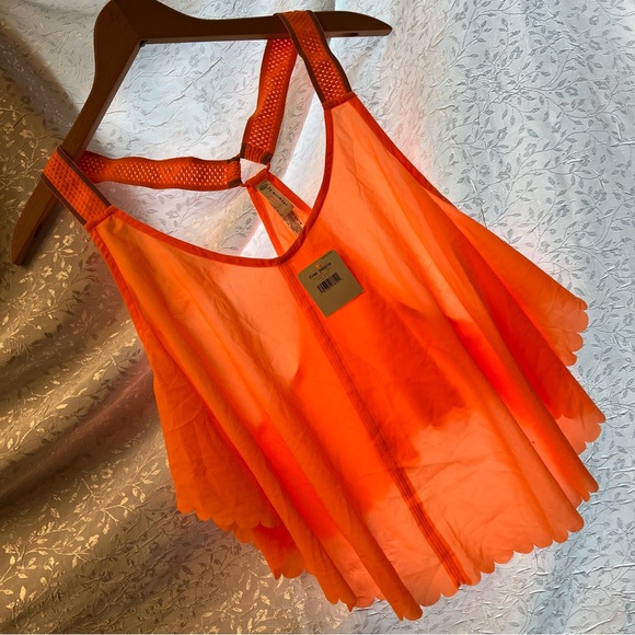 Free People Movement Pretty Lil Running Top in Neon Mango. - Picture 13 of 15